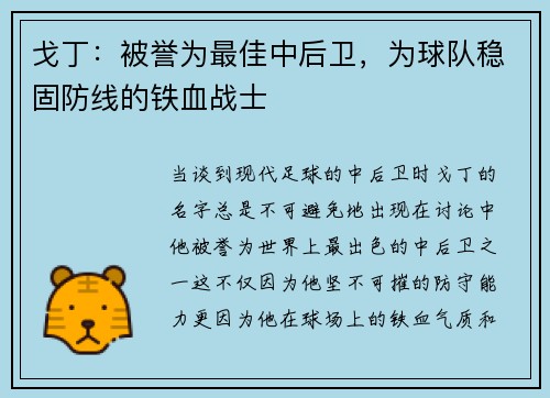 戈丁：被誉为最佳中后卫，为球队稳固防线的铁血战士