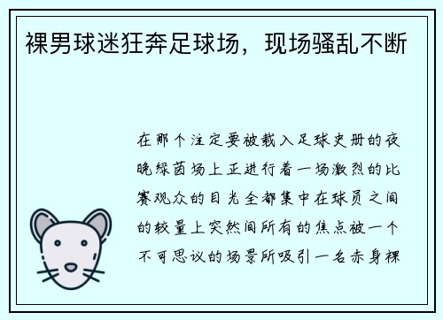 裸男球迷狂奔足球场，现场骚乱不断